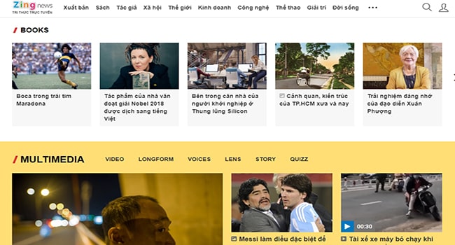 Trang web tin tức Zing